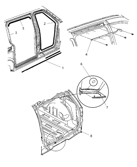 2006 Dodge Grand Caravan Weatherstrips Diagram