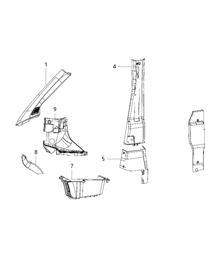 2020 Ram ProMaster 1500 Interior Moldings And Pillars Diagram