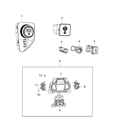 2019 Jeep Compass Console Switch Diagram for 6MF42LXHAA