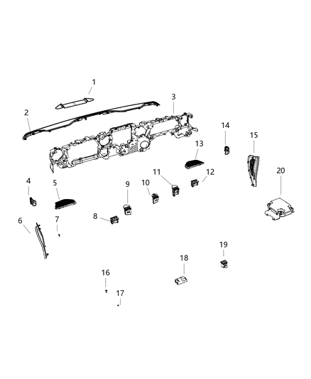 2020 Jeep Gladiator Instrument Panel & Structure Diagram 1