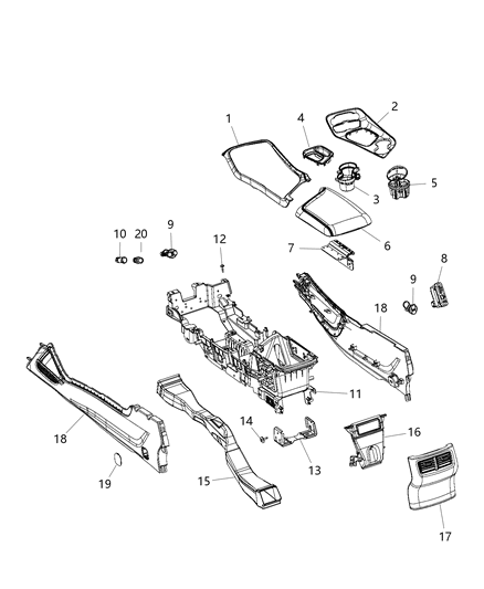 2020 Dodge Challenger Console ARMREST Diagram for 5LE49LA8AG