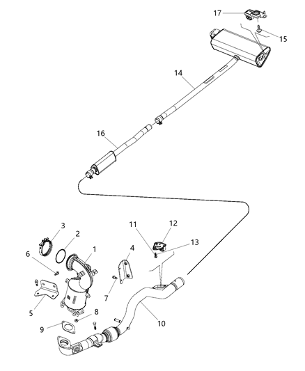 2016 Jeep Renegade Exhaust Muffler And Tailpipe Diagram for 68254923AA