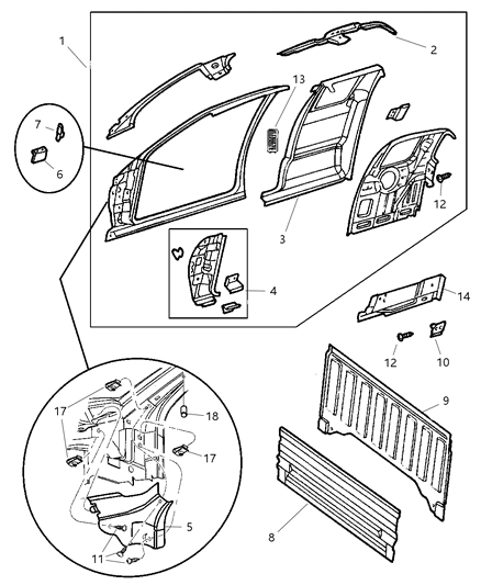 2001 Dodge Dakota Rail-Roof Diagram for 55255540AB