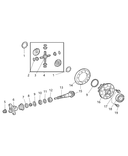 2003 Dodge Sprinter 2500 Washer-Side Gear Thrust Diagram for 5134408AA