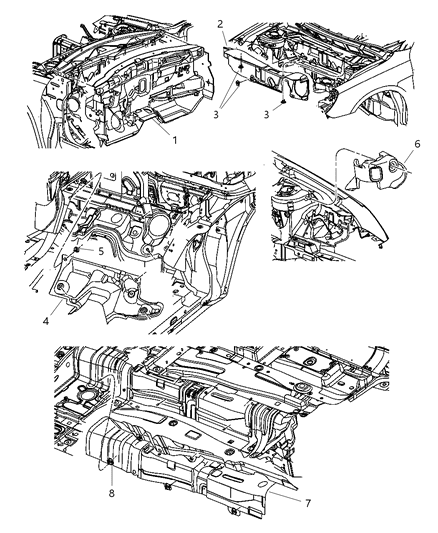 2008 Dodge Avenger SILENCER-COWL PLENUM Panel Upper Diagram for 5291635AG