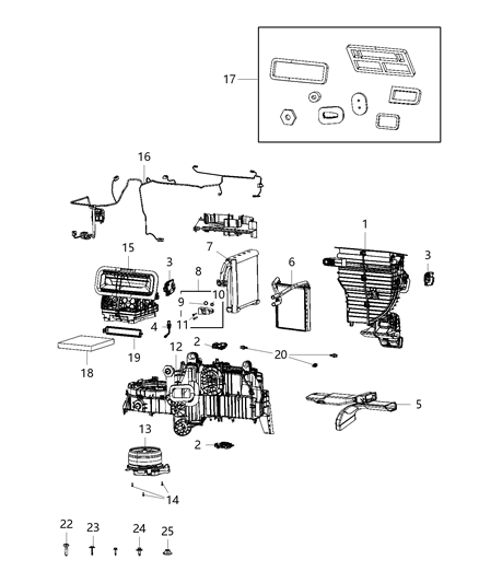 2019 Ram 3500 Cab Chassis(<10K lb.) A/C & Heater Unit Diagram 2