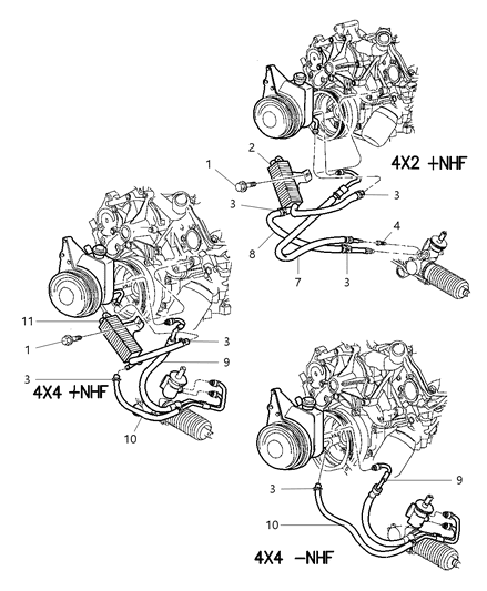 2003 Dodge Dakota Power Steering Hoses Diagram 1