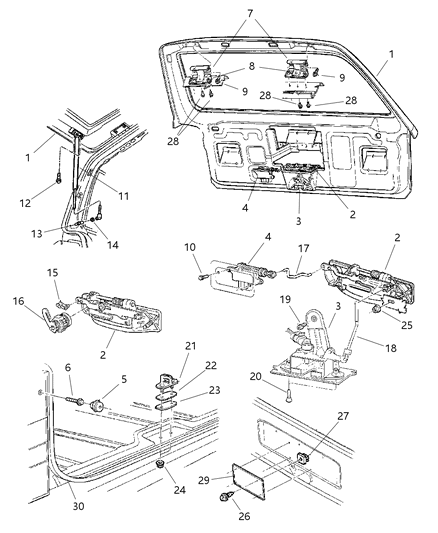 2001 Jeep Cherokee Lift Door Latch & Hinges Diagram