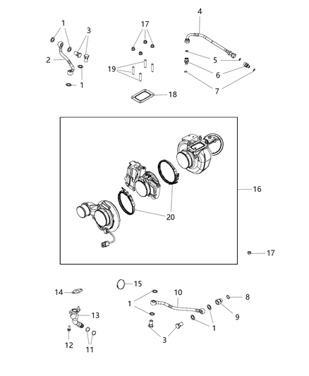 2007 Dodge Ram 3500 Turbo Charger , Oil Lines & Plumbing Diagram 2