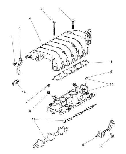 1998 Chrysler Sebring Manifolds - Intake & Exhaust Diagram 4