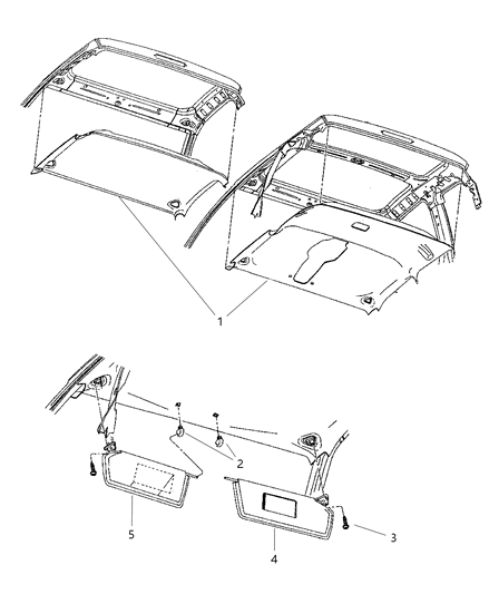 1999 Dodge Dakota Visor Diagram for 5GD10TL2AA