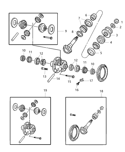 2019 Ram 3500 Differential Assembly, Front Diagram