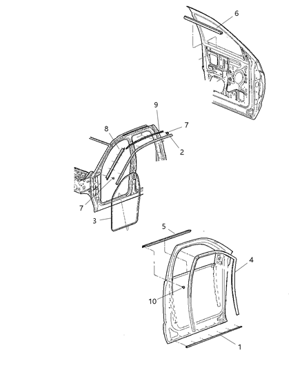 2008 Dodge Ram 2500 Weatherstrips - Front Door Diagram 2