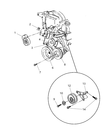 2000 Dodge Grand Caravan Pulley & Related Parts Diagram 3