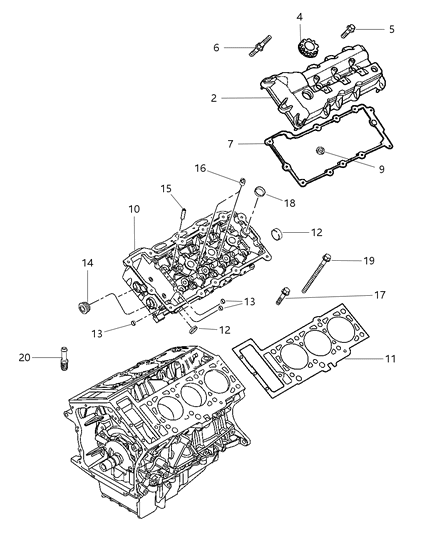2001 Chrysler Sebring Sedan & Convertible Cylinder Head Diagram 2