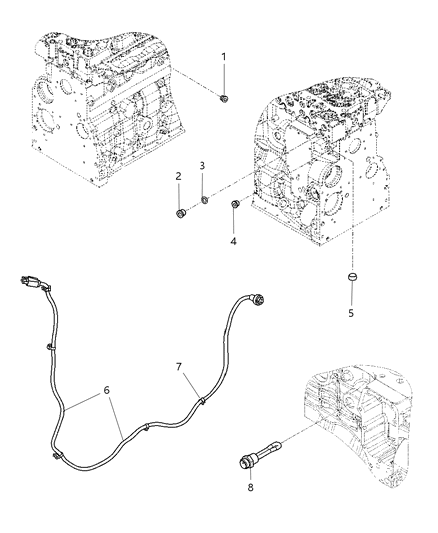 2007 Dodge Ram 3500 Block Hardware Without Torque Converter Oil Cooler & Block Heater Diagram