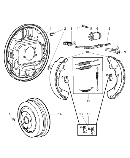 2009 Dodge Dakota Brakes, Rear, Drum Diagram