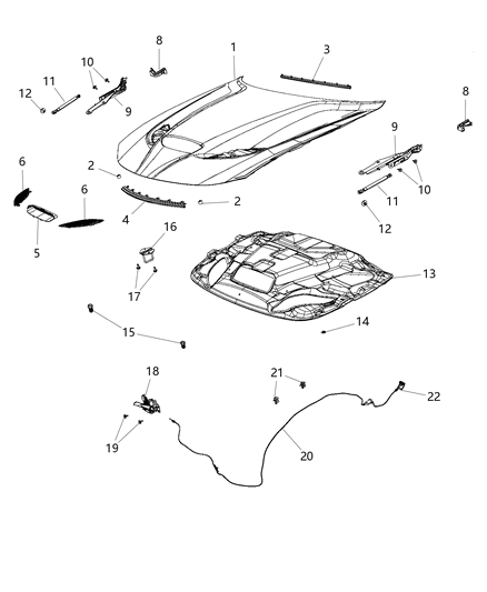 2020 Dodge Charger SILENCER-Hood Diagram for 68438681AA