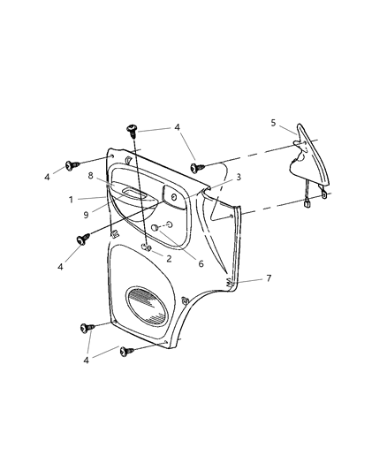 1998 Dodge Ram Wagon Panel - Panel Front Door Trim Diagram