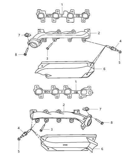 2008 Dodge Durango Exhaust Manifolds & Heat Shields Diagram 2