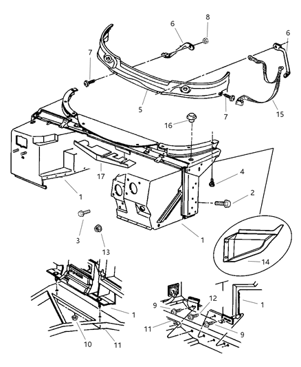 2001 Dodge Viper Cowl & Dash Panel Diagram