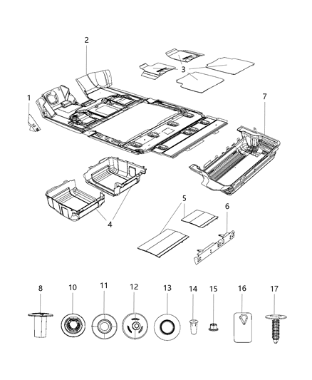 2018 Dodge Grand Caravan Carpet-Cargo Floor Diagram for ZQ93DX9AF