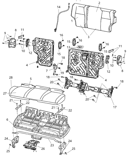 2010 Jeep Grand Cherokee Rear Seat - 60/40 Back-Bench Diagram 4