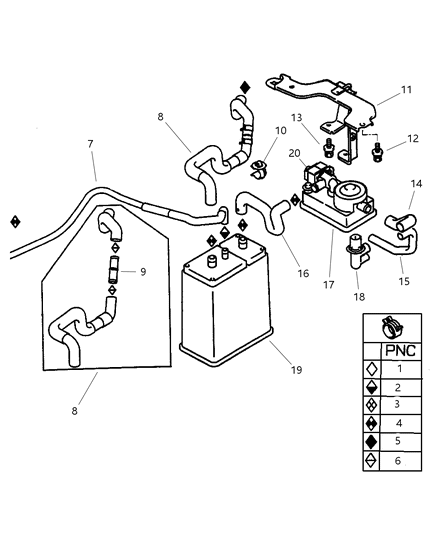 2001 Dodge Stratus Vacuum Canister & Leak Detection Pump Diagram