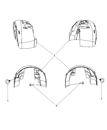 2011 Chrysler Town & Country Front Fender Shields Diagram