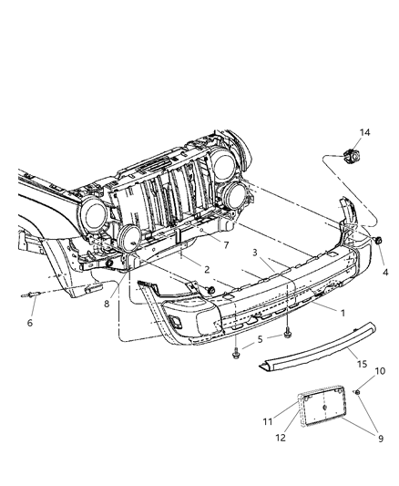 2007 Jeep Liberty Front Bumper Cover Diagram for 5JU74CJMAC