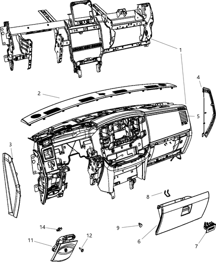 2008 Dodge Ram 4500 Instrument Panel & Structure Diagram