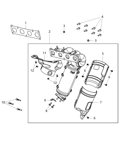 2018 Jeep Renegade Exhaust Manifold & Heat Shield Diagram 6