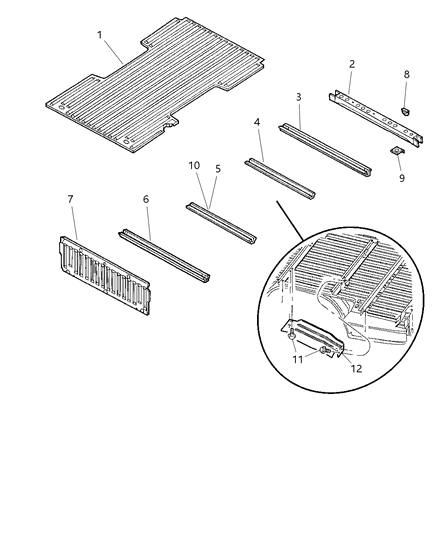 2003 Dodge Dakota Pan-Box Floor Diagram for 55257379AB