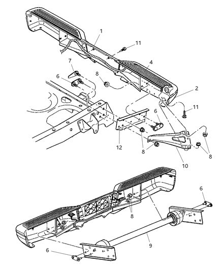 2003 Dodge Dakota Bumper, Rear Diagram