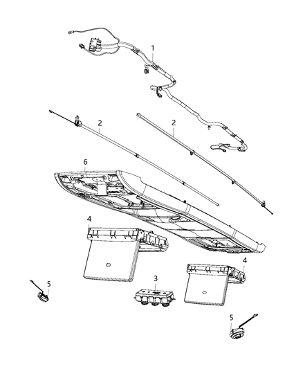 2014 Chrysler Town & Country Console, Dual Video Monitor / Long Overhead Diagram