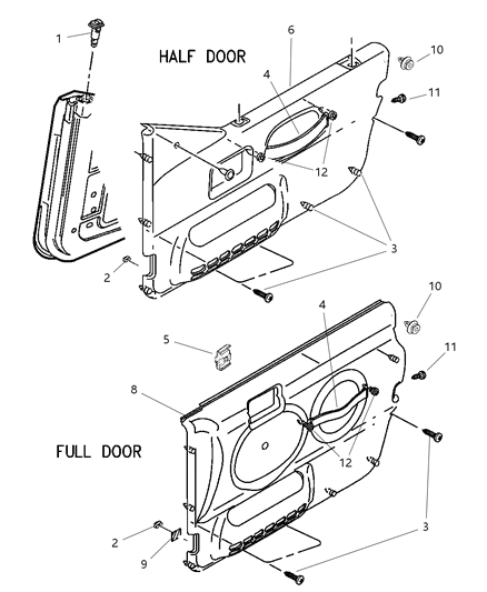 2001 Jeep Wrangler Panel-Door Trim Diagram for 5DY651K5AC