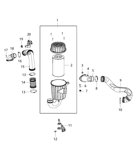 2014 Ram ProMaster 1500 Air Cleaner Diagram 1