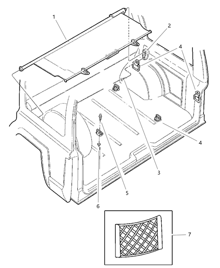 1998 Jeep Grand Cherokee Cargo Cover & Cargo Loops Diagram