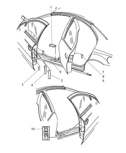 2004 Dodge Neon Doors & Pillars Diagram