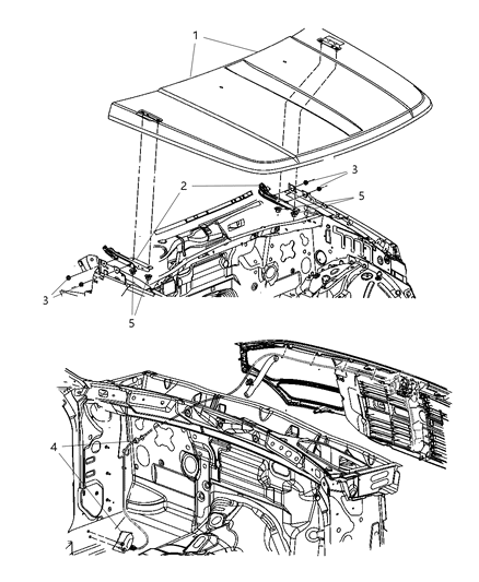 2007 Dodge Nitro Hood, Latch And Hinges Diagram