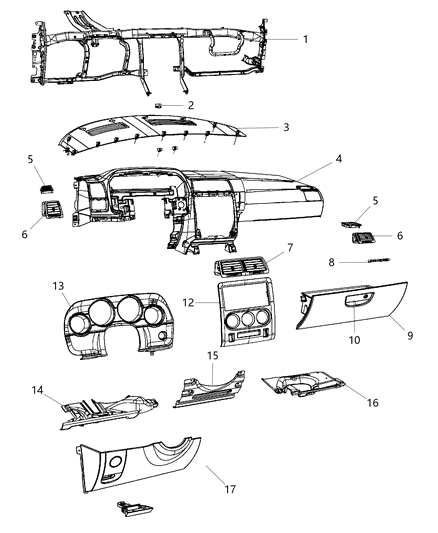 2008 Dodge Challenger Latch-GLOVEBOX Door Diagram for 1MD791DVAA