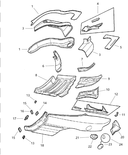 1999 Chrysler Sebring Wheel House Diagram for 4856701