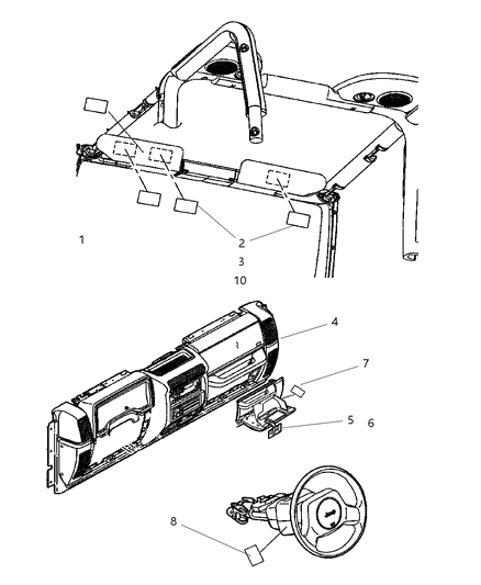 2006 Jeep Wrangler Instrument Panel - Visors & Trim Diagram