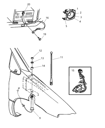 1999 Chrysler Town & Country Antenna & Speaker Diagram