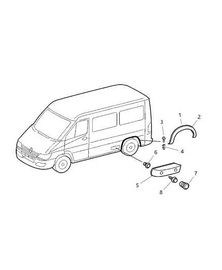 2003 Dodge Sprinter 3500 Exterior Moldings Diagram