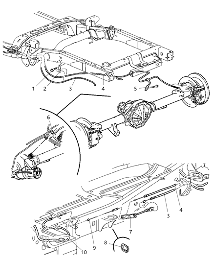 2007 Dodge Ram 3500 Cab Chassis Parking Brake Cable, Rear Diagram