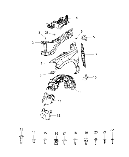 2019 Ram 1500 Bracket-Fender Diagram for 68382398AA