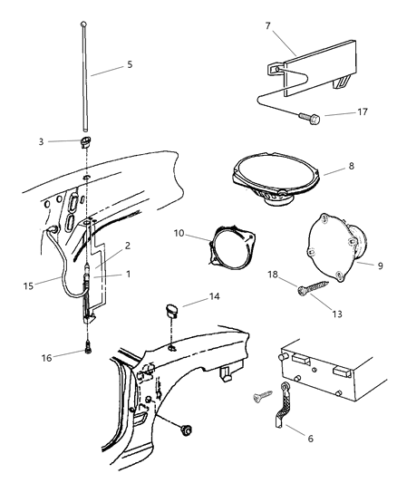 1999 Dodge Neon Antenna - Speakers Diagram