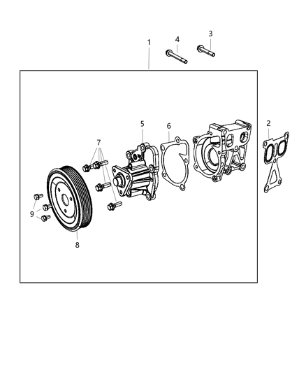 2008 Dodge Caliber Water Pump & Related Parts Diagram 2