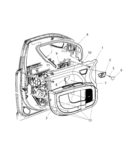 2010 Dodge Journey Molding-Door Window Opening Diagram for 1JB03XXXAA